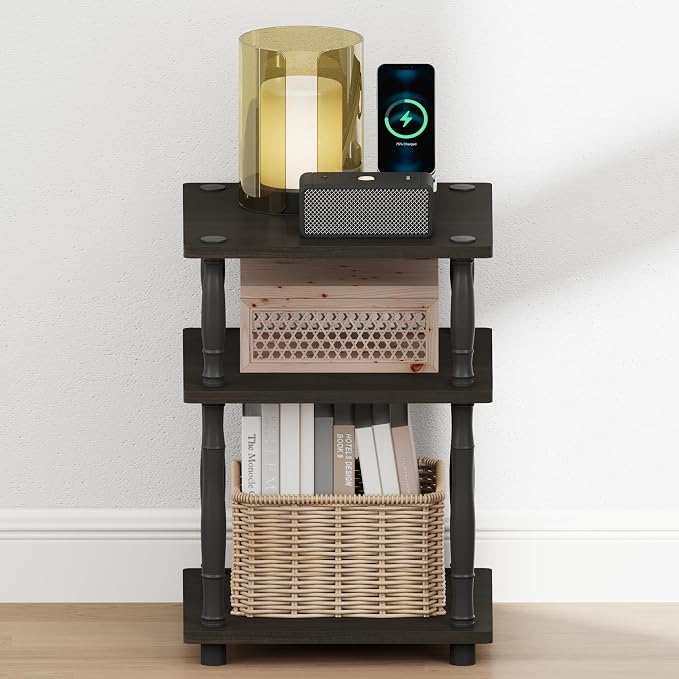 Furinno Turn-N-Tube Toolless 3-Tier Night Stand, Square Nightstand, Open Shelf - Image 4