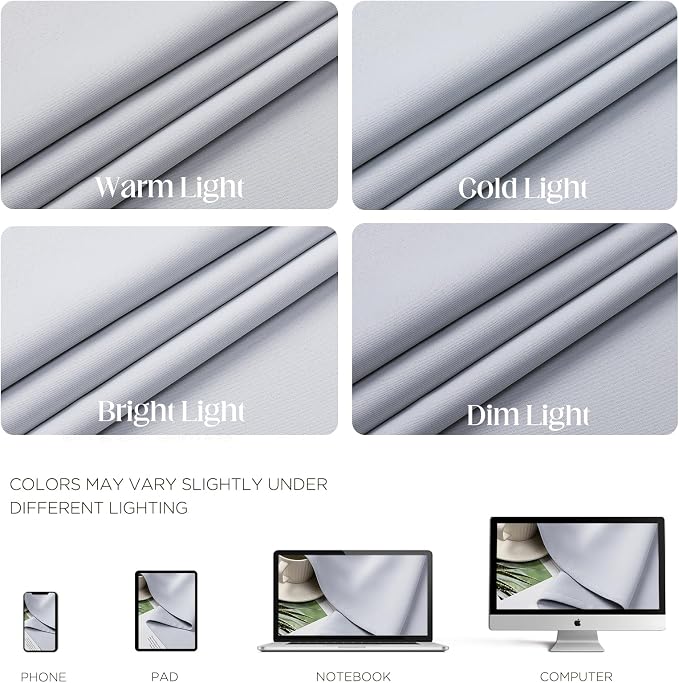 CUCRAF Custom Grayish White Blackout Curtains 1 Panel Set, Thermal Insulated - Image 4
