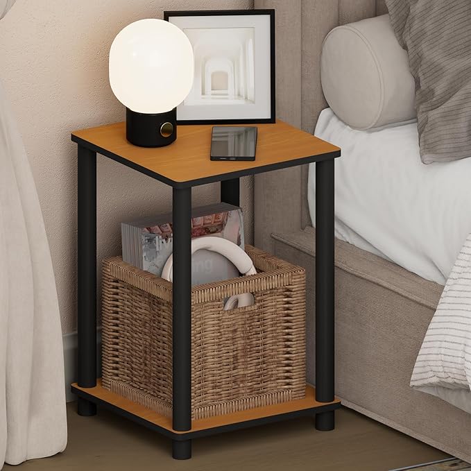 Furinno Turn-N-Tube Night Stand, 2-Tier Open Shelf Design Nightstand, Toolless by Furinno-FitsYourSpaceFitsYourBudget