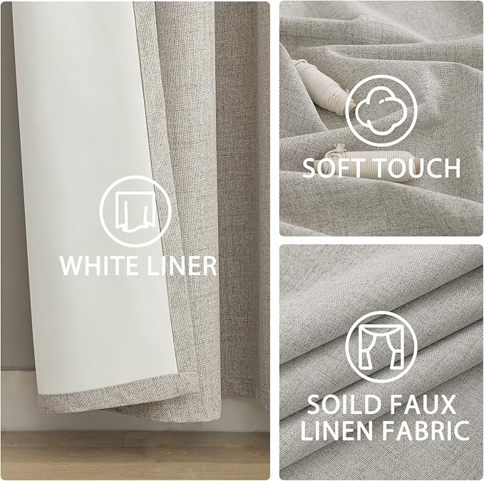 Yakamok Oatmeal Linen Textured Curtains 72 Inches Long - Image 6