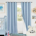 Baby Blue Linen Blackout Curtains 84 Inch Long Each 60 Wide 2 Panels | Thermal by Lajode