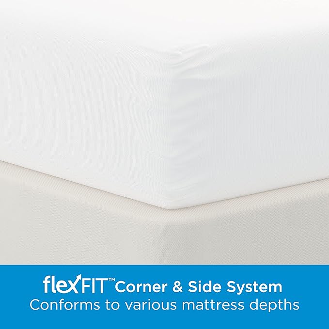 AllerEase Waterproof Mattress Protector Stain Protection Full Size Allergen Barrier Hot Water Washable Machine Washable Durable Zippered Knit Mattress Cover Stretch Corners (White)