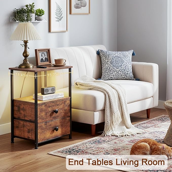 Nightstands Set of 2, LED Night Stand - Image 8