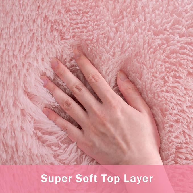 8x10 Area Rug for Living Room, Dark Pink Fluffy Shag Non-Slip Bedroom Rugs | - Image 8