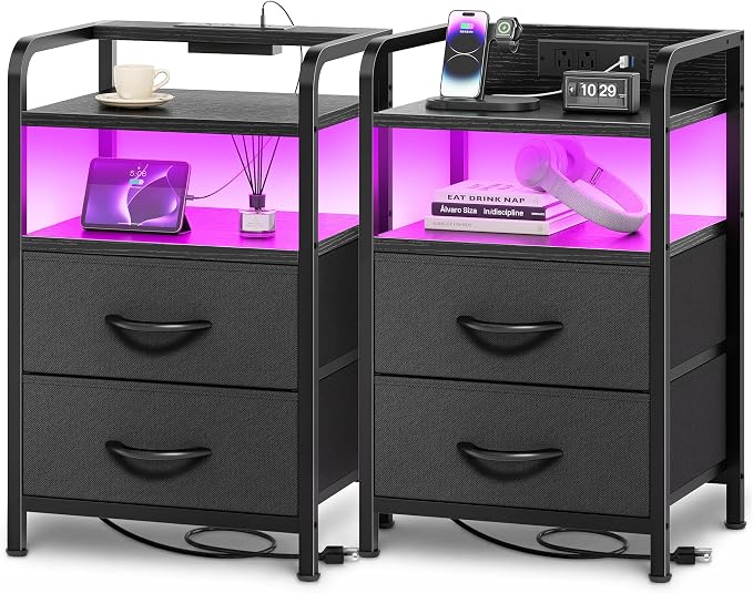 Huuger Nightstands Set of 2, Night Stand by Huuger
