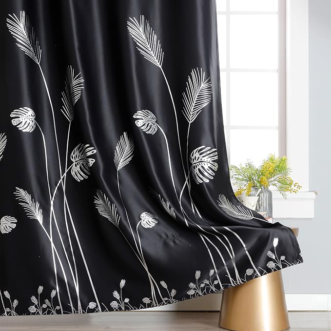 Room Divider Curtain for Sliding Glass Door 120W x 84L Inch Silver Palm Tree - Image 4