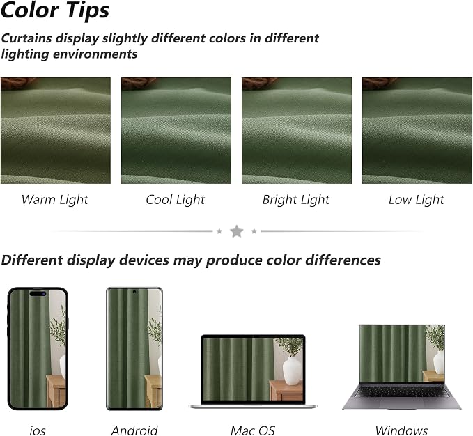 Olive Green 100% Blackout Curtains 84 Inch Length 2 Panels Set - Image 7