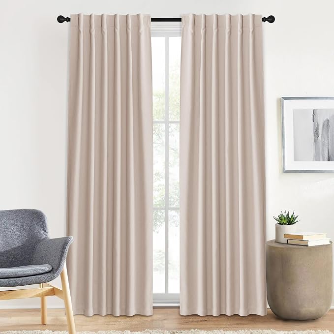 NICETOWN Pink Chenille Room Darkening Thermal Insulated Curtains 84 Inch Long by NICETOWN