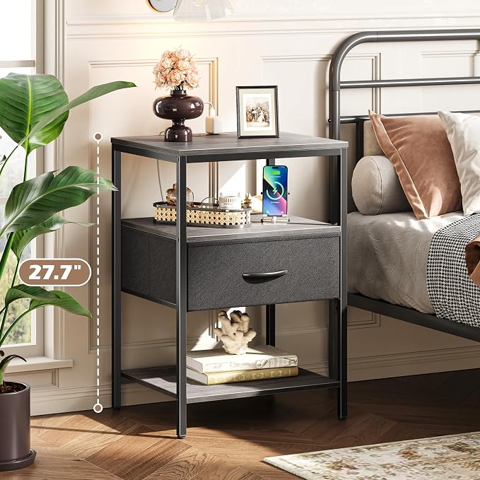 SUPERJARE Nightstand with Charging Station, USB-C Port, Bedside Table | 27.7 - Image 2