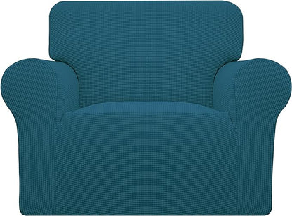 Easy-Going Stretch Oversized Chair Sofa Slipcover 1-Piece Couch Sofa Cover Furniture Protector Soft with Elastic Bottom for Kids Spandex Jacquard Fabric Small Checks Peacock Blue