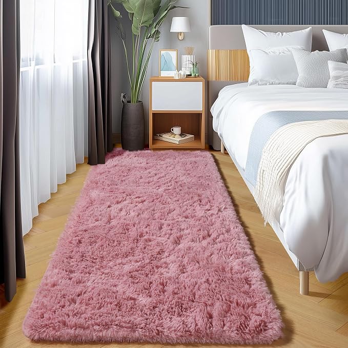 Blush Runner Rugs for Bedroom Living Room, Fluffy 2x6 Bedside Hallway Area Rug - Image 8