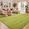8x10 Area Rugs for Living Room, Grass Green Large Shaggy Plush Furry Carpet | by Junhejiamei