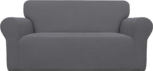 Easy-Going Stretch Oversized Loveseat Slipcover 1-Piece Sofa Cover Furniture Protector Couch Soft with Elastic Bottom for Kids Polyester Spandex Jacquard Fabric Small Checks Grey