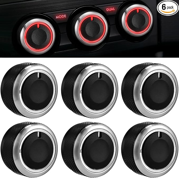 Frienda 6 Pcs Climate Ac Heater Control Knob Blower Fan Control Knob Replacement Ac Switch Heater Blower Fan Button Compatible with Accessories Replacement Compatible 2005-2015
