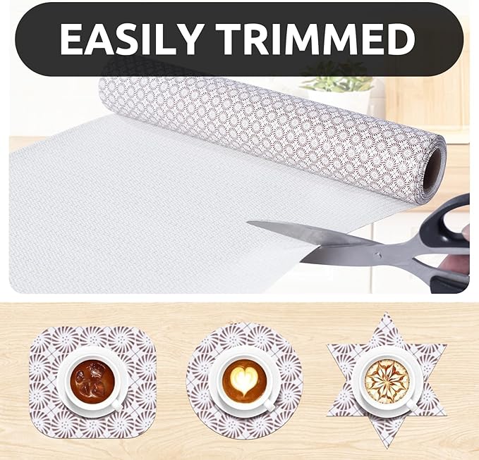 RAY STAR 18X96 Inch Shelf Liner for Kitchen Cabinets, Non-Adhesive Cabinet Liner Washable, PVC Drawer Liner for Dresser Non-Slip Bathroom (Circle)(5 Roll)