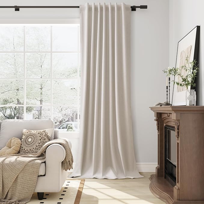 Cream 100% Linen Blackout Curtains - Image 5