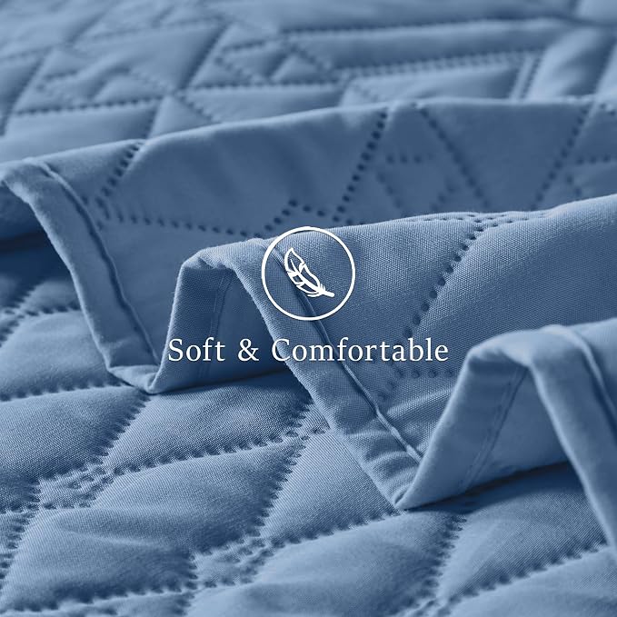 akkialla Twin Quilt Set, Boho Style in a Solid Color, Bluish Grey Lightweight - Image 6