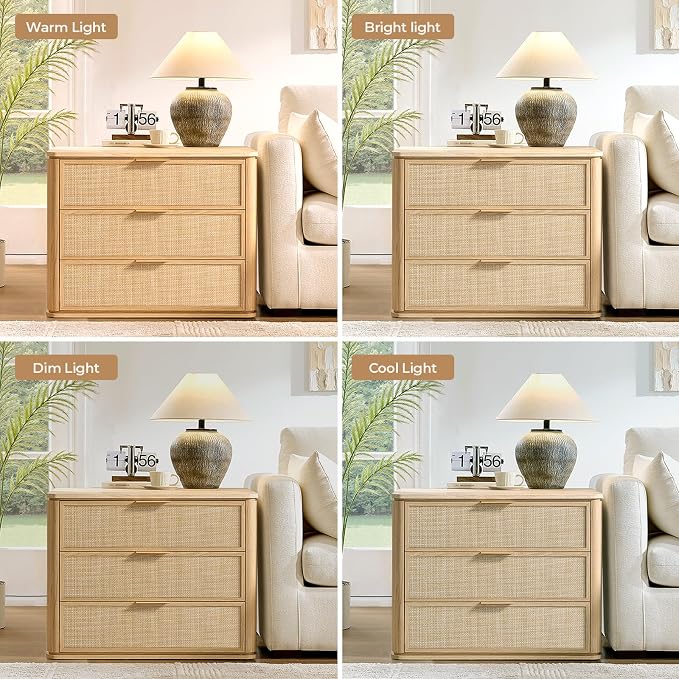 Night Stand, 30.71" W Rattan Nightstand - Image 7