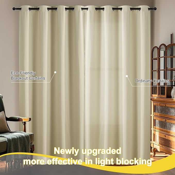 NICETOWN Cream 100% Short Blackout Curtains 36 Inch Length - Image 5