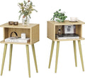 Natural Nightstand Set of 2, Small Bed Side Table by MMEOLUOOK
