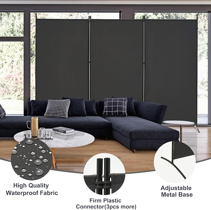 Spurgehom 3 Panel Room Divider Folding Partition Privacy Screens | Freestanding - Image 2