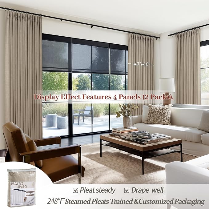 Burlywood Birch Thick Linen Blackout Curtains 98 Inches Long - Image 6