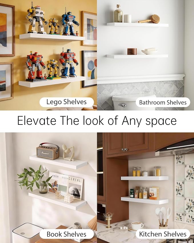 BAYKA White Floating Shelves 22.5in, Wall Mounted - Image 7