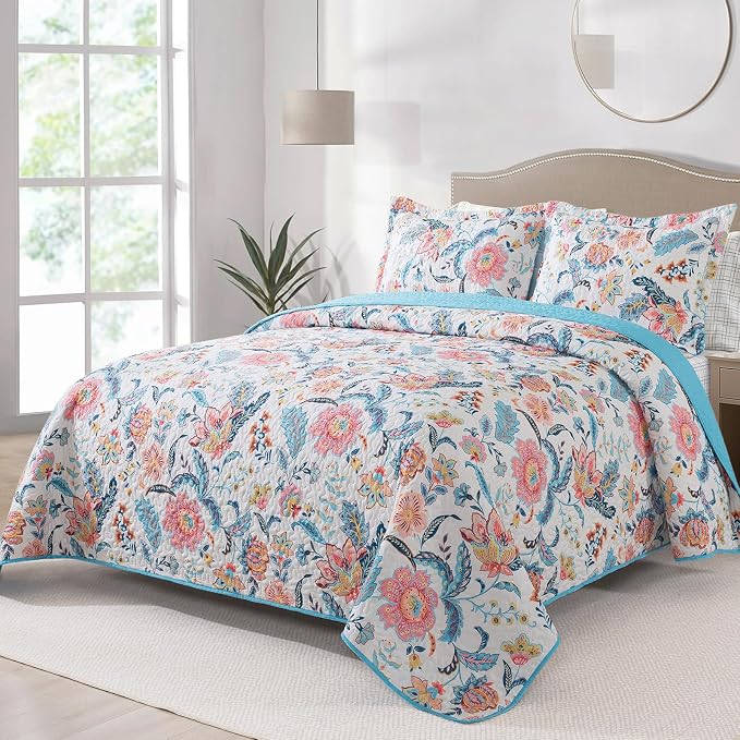 BEDIFANY Cotton Fill Queen Size Quilt Set, Farmhouse Bedspreads Queen | by BEDIFANY