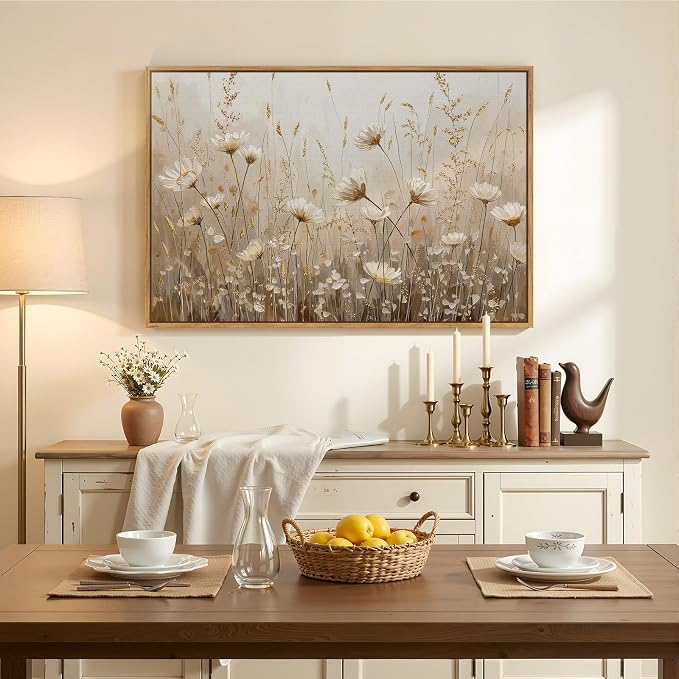 Framed Vintage Rustic Neutral Floral Wall Art - Image 8