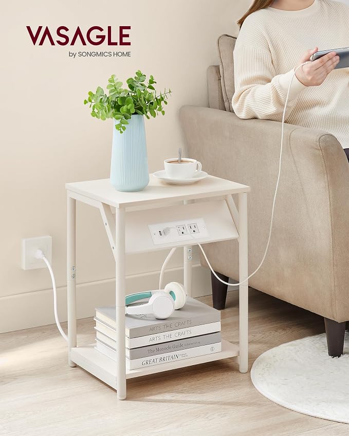 VASAGLE End Table with Charging Station, Small Side Tables | - Image 3