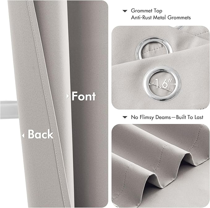 MIULEE Blackout Curtains for Bedroom 2 Panels 40 x 72 Inch Long Cobblestone | - Image 4