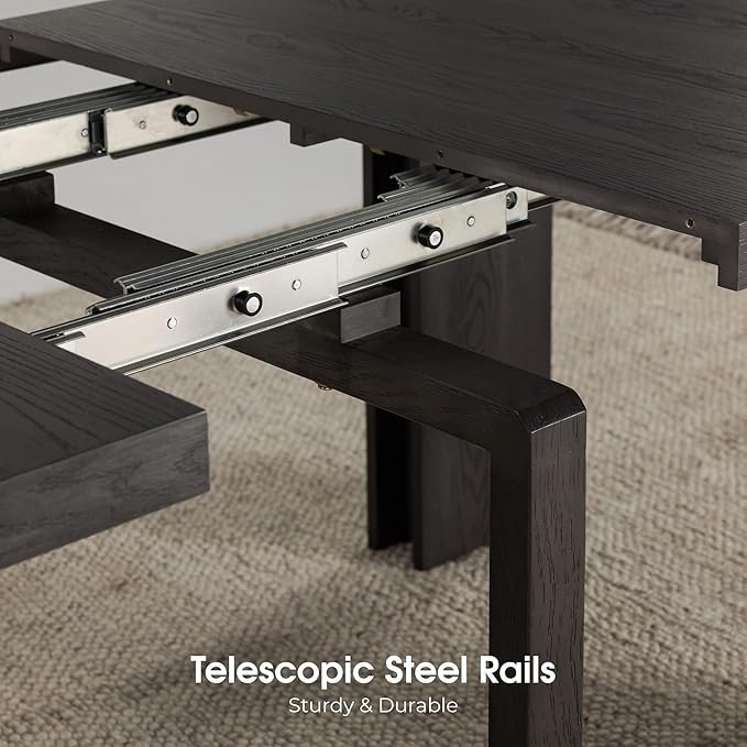 Transformer Table - Solid Wood Extendable Dining Table, Seats 2-12, Extendable Dining Room Table, Space-Saving Furniture, Expandable Dining Furniture, Black (Table Only)