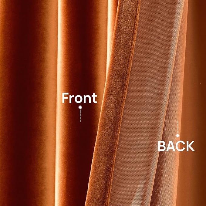 Elegant Orange Velvet Curtains 90 inch Length - Image 8
