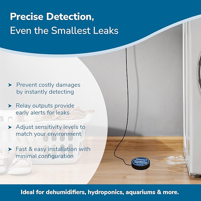 HydroCheck Water Leak Detector Replacement Puck - Commercial Moisture Sensor Alarm System - High Amp Load Moisture Detectors for Home & Offices - Smart Water Leak Detection (Wiring Sold Separately)