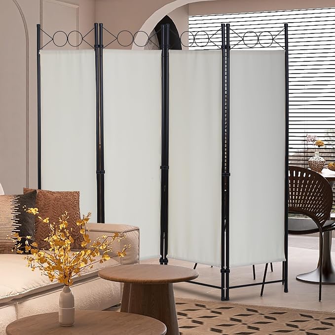 FDW 4 Panel Room Divider and Folding Portable Partition Screen, 6FT Wall - Image 2