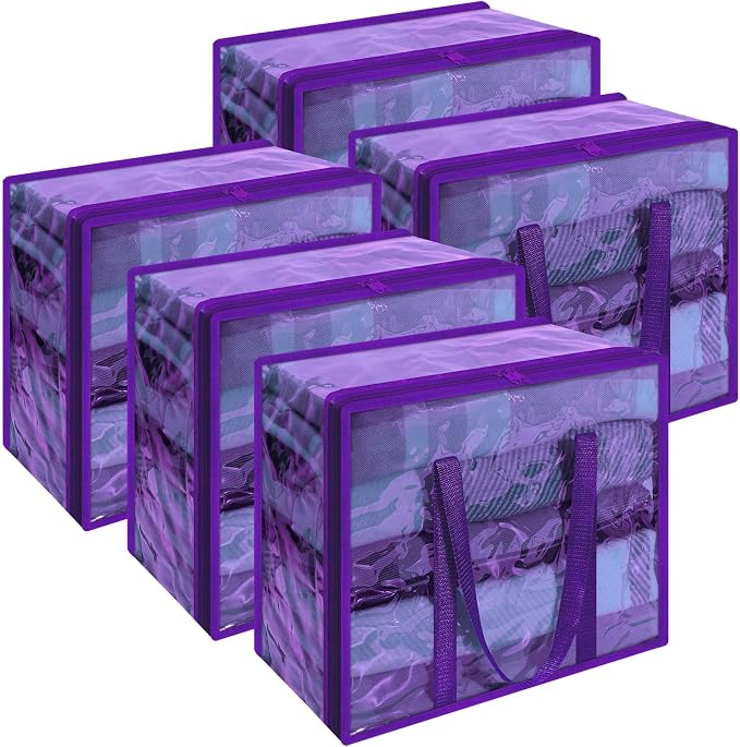 Purple 40L Clear Clothes Storage Bag Colorful Clothes Organizer by Vieshful