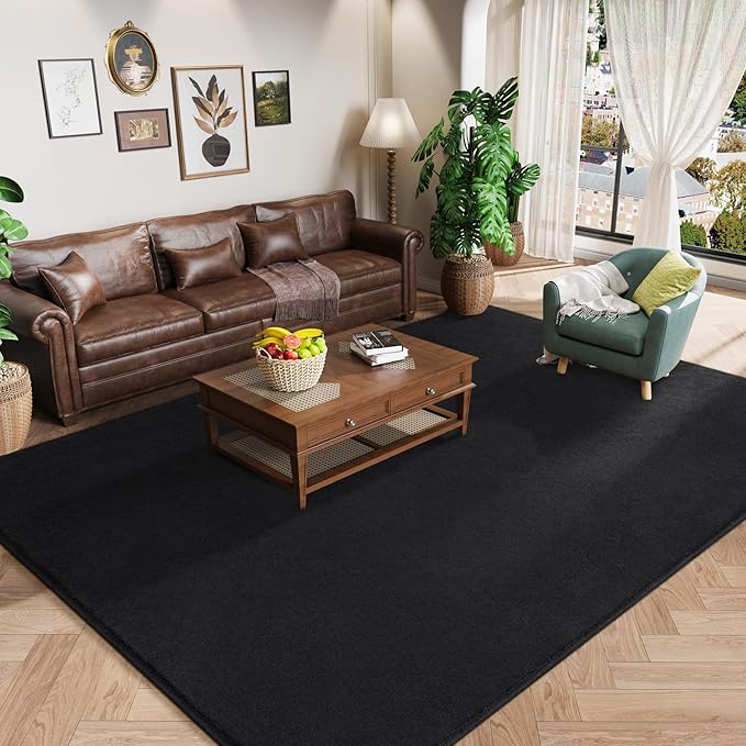 Modern Area Rugs for Bedroom Living Room, 4x6 Black Memory Foam Rug | Thickened by AmeareaDirect