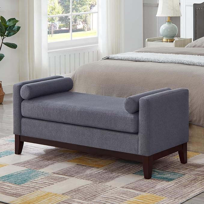 51" Full Size End of Bed Bench for Bedroom Living Room, Dark Grey. - Image 3