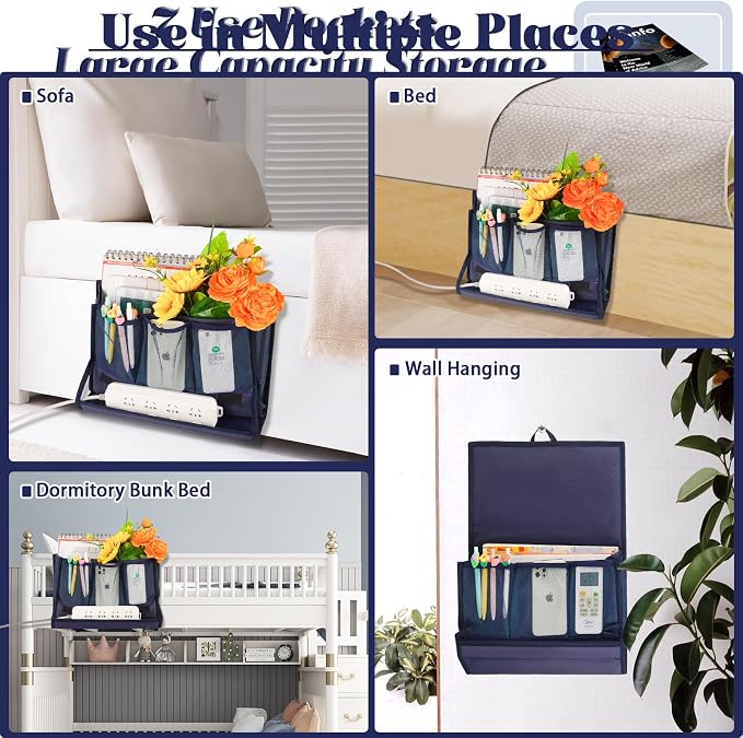 Bedside Caddy Organizer for Dorm Bed Rails - Image 6