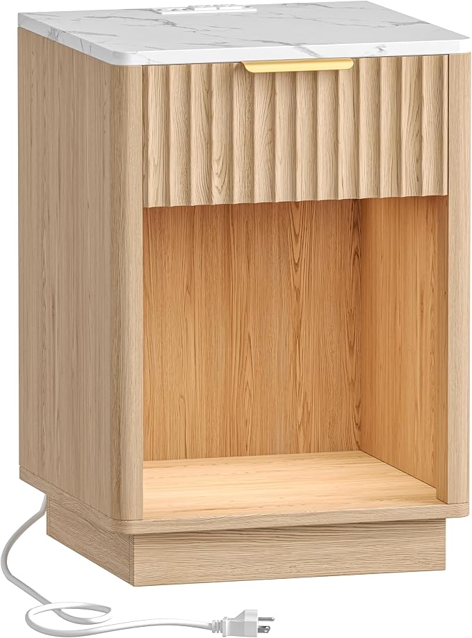 Akxomel Fluted Nightstand Bedside Table - Image 8