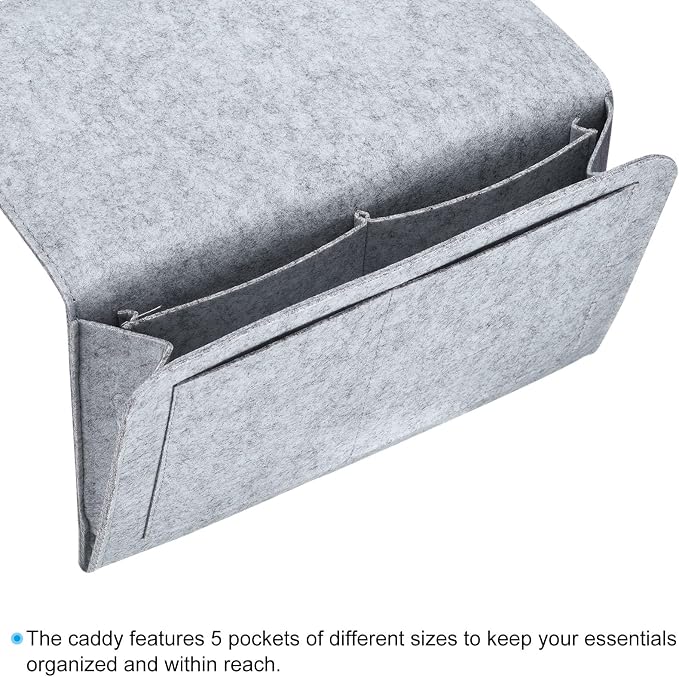 PATIKIL 13in Bedside Caddy, Bed Caddy Bedside Organizer Hanging 5 Pocket Soft - Image 3