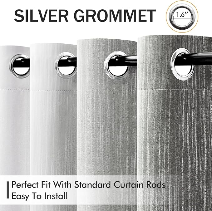 MIULEE Grey and Greyish White Ombre Blackout Curtains 52Wx84L Set of 2 | Full - Image 2