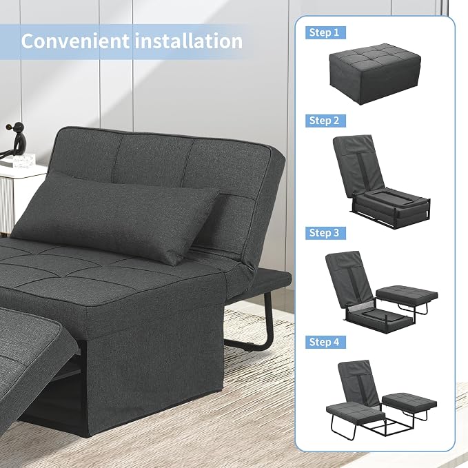 Sofa Bed, 4 in 1 Multi-Function Modern Folding Ottoman Guest Bed - Image 4