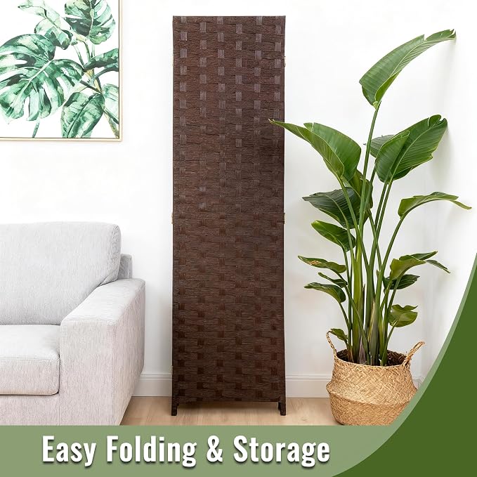 FDW Room Divider Wood Screen 6 Panel Folding Portable Partition Screens Wooden - Image 4