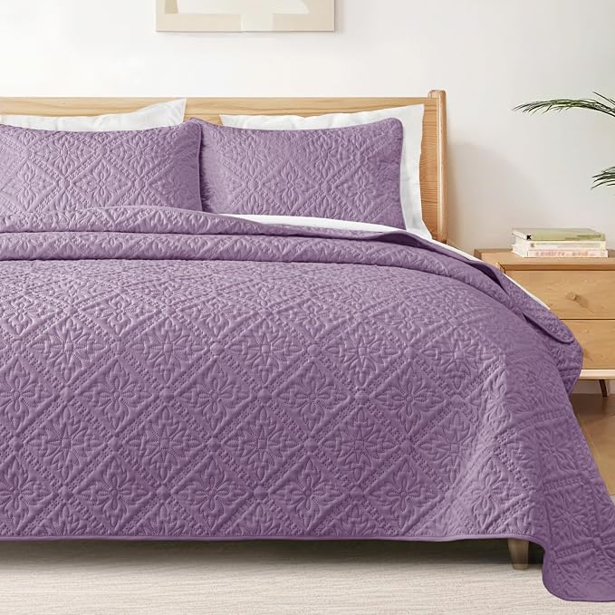 Exclusivo Mezcla Full Queen Quilt Set, Dusty Lavender | Lightweight Soft by ExclusivoMezcla