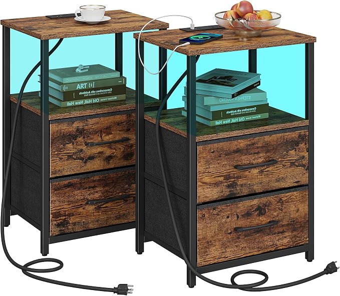 TUTOTAK Nightstands Set of 2, LED End Table by ChoosetutotakFurnitureBuildYourCozyHome