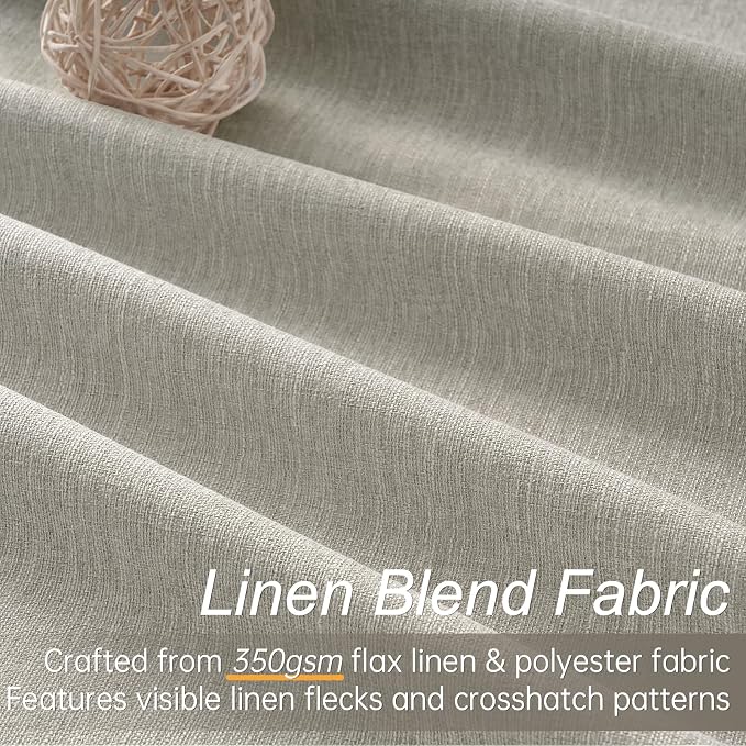 Flax Grey Blackout Curtains 95 Inch Length 2 Panels - Image 2