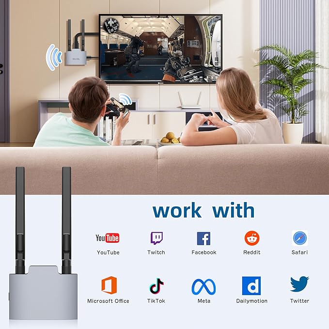 VJZFA Wireless Display Adaptor - 1080p Wireless HDMI Display Dongle Adapter, Plug and Play, for Laptop, PC, Smartphone to HDTV Projector Monitor