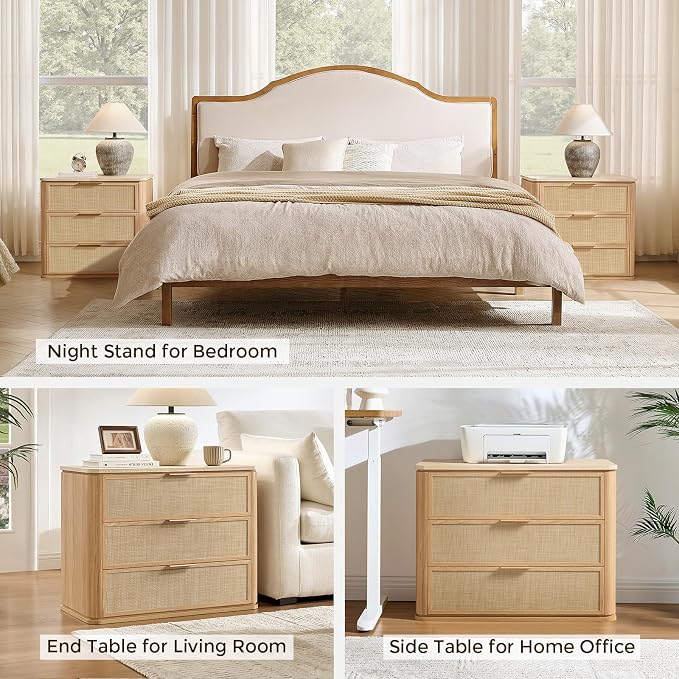 Night Stand, 30.71" W Rattan Nightstand - Image 6