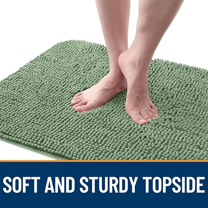 OLANLY Dog Door Mat for Muddy Paws 70x46, Absorbs Moisture and Dirt, Absorbent Non-Slip Washable Doormat, Quick Dry Chenille Mud Mat, Entry Indoor Entryway Carpet for Inside Floor, Olive Green